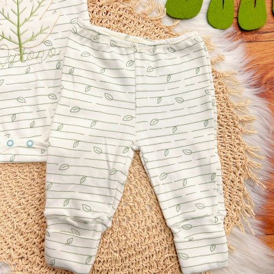  CONJ. DE MALHA 3 PEÇAS - Outono - Verde e Off White